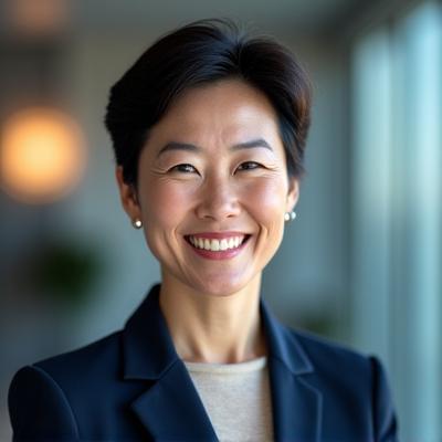 Sophisticated woman, Sophia Chen, leading the Belvani Grants team.
