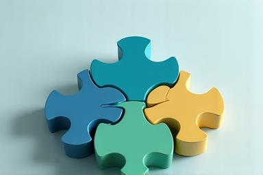 Abstract image of interconnected gears or puzzle pieces fitting together perfectly, representing dispute resolution and conflict management leading to harmony.