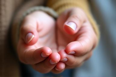 Hands comforting a child, symbolizing social services and community development.