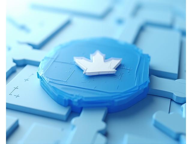 Abstract depiction of interconnected legal documents and regulations forming a protective shield around a Canadian maple leaf graphic, representing federal, provincial, and municipal compliance.
