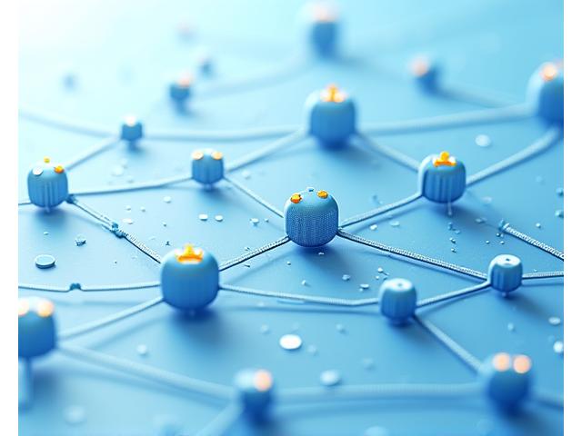 Abstract network of interconnected nodes representing federal and provincial research funding agencies in Canada, highlighted with Belvani Grants primary blue and accent yellow.