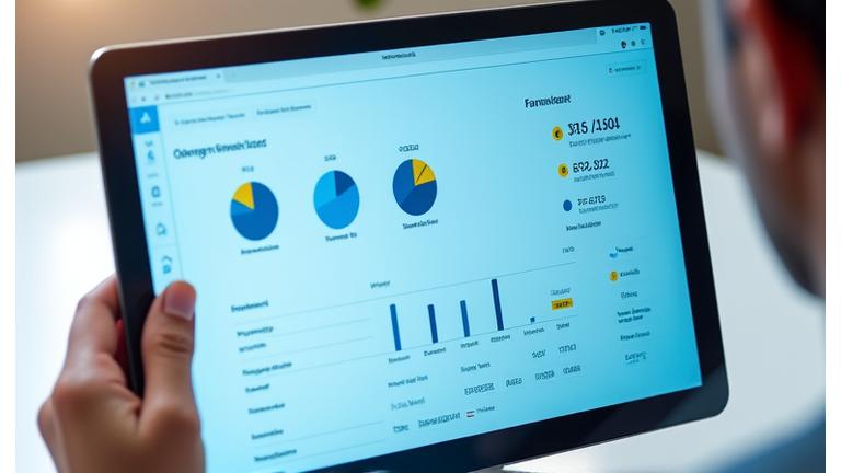Dashboard interface showing compliance tracking with status indicators, charts, and data for subsidy programs.